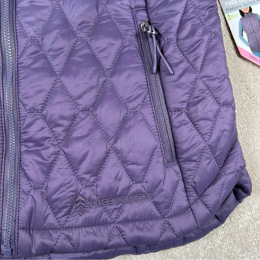 Lightweight Puffer Vest Quilted Purple NWT Zip Up Repreve Free Country Women's S - Picture 6 of 14